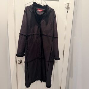 AK Anne Klein Black Faux Shearling Long Coat | Women’s Medium